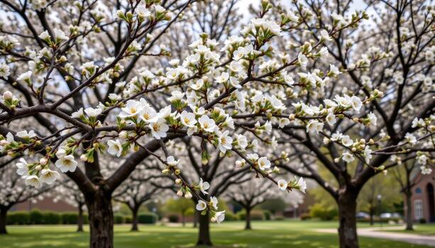 trees bloom endlessly, each flower adding strokes to nature's quiet masterpiece. photo