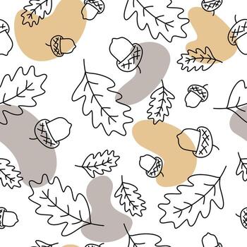 seamless acorns pattern in doodle style vector