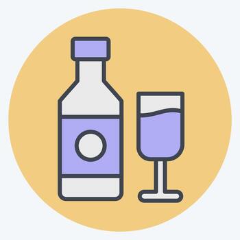 Icon Wine. related to Beverages symbol. color mate style. design editable vector
