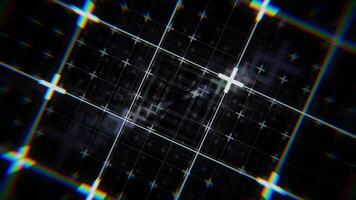 astratto raggiante griglia tunnel con leggero razzi nel senza soluzione di continuità animazione ciclo continuo. 4k video