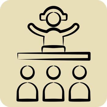 Icon DJ. related to New Year symbol. hand drawn style. design editable vector