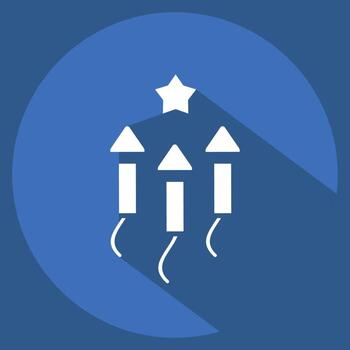 Icon Fireworks. related to New Year symbol. long shadow style. design editable vector