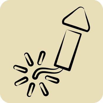 Icon Firecracker. related to New Year symbol. hand drawn style. design editable vector