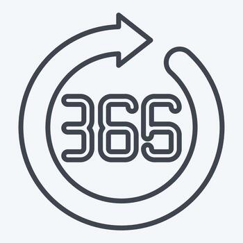 Icon 365 Days. related to New Year symbol. line style. design editable vector
