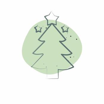 Icon Christmas Tree. related to New Year symbol. Color Spot Style. design editable vector