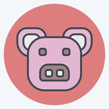 Icon Pig. related to Animals symbol. color mate style. design editable vector