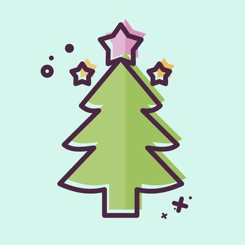 Icon Christmas Tree. related to New Year symbol. MBE style. design editable vector