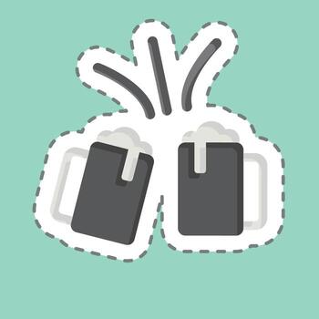 Sticker line cut Toast. related to New Year symbol. design editable vector