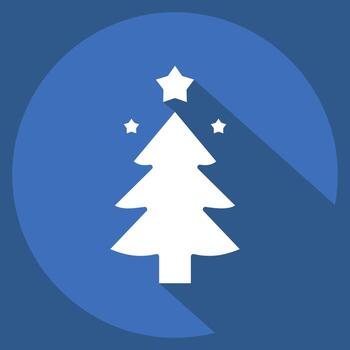 Icon Christmas Tree. related to New Year symbol. long shadow style. design editable vector