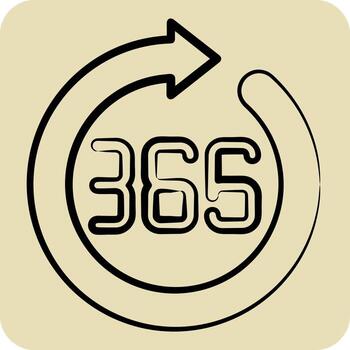 Icon 365 Days. related to New Year symbol. hand drawn style. design editable vector