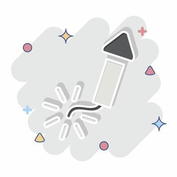 Icon Firecracker. related to New Year symbol. comic style. design editable vector
