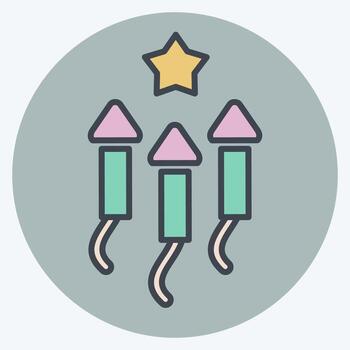 Icon Fireworks. related to New Year symbol. color mate style. design editable vector