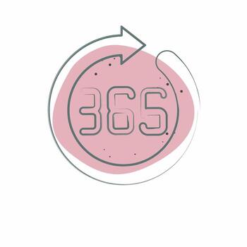 Icon 365 Days. related to New Year symbol. Color Spot Style. design editable vector