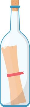 Message in a Bottle Flat Illustration. Clean Icon Design Element on Transparent Background vector