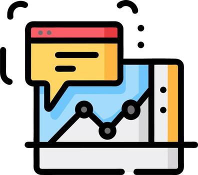 Analytics chart with note and rising trend vector