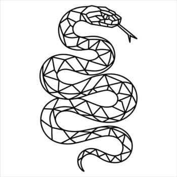 Geometric Snake Illustration Low Poly Reptile Outline Design vector