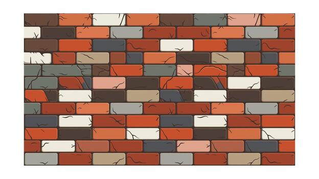 Colorful Brick Wall Seamless Pattern, Featuring Cracks and Variations in Color, Ideal for Backgrounds and Surface Design in Modern Applications vector