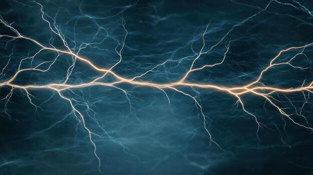 Bright electric arcs illuminate dark background, showcasing dynamic energy and movement photo