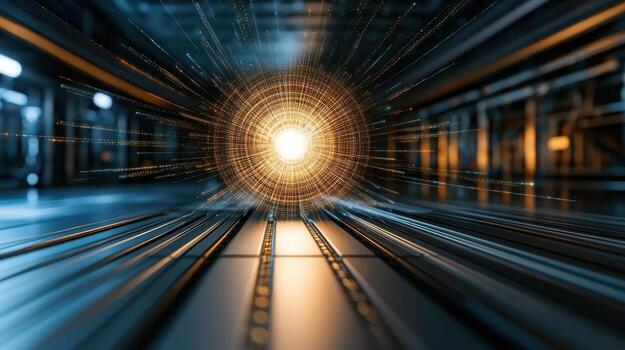 brillante orbe de ligero irradia energía, creando dinámica visual efecto en futurista ambiente foto