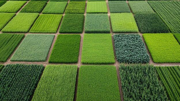Sustainable crop rotation layout showcases vibrant green fields organized patterns photo