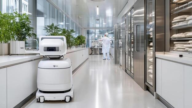 Autonomous robot modern surgical equipment storage area, enhancing efficiency and organization photo