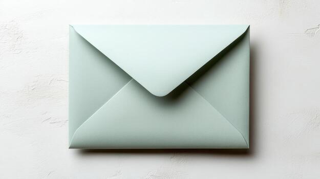 Mint envelope with open flap isolated on white background, perfect for invitations or letters photo