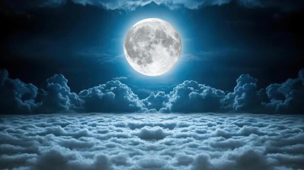 brillante Luna esclarecedor nubes en sereno noche cielo crea mágico atmósfera foto