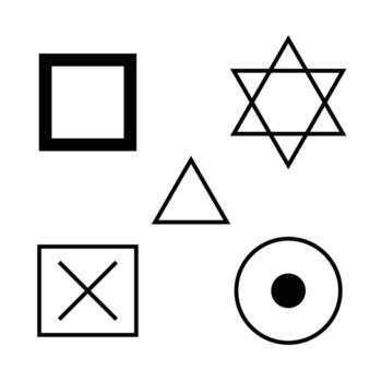 the set of square and triangle outline shape vector