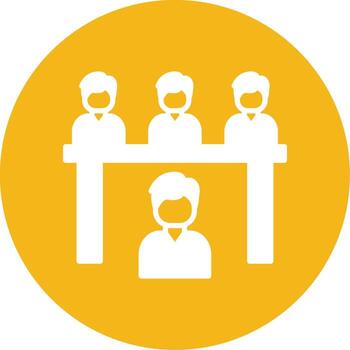 candidato entrevista discusión escena glifo multi circulo vector