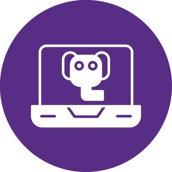 posgresql elefante db icono glifo multi circulo vector