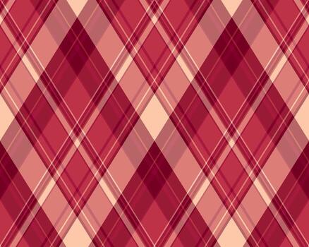 Elegant diagonal plaid pattern in shades of red and cream. Perfect for textile design, backgrounds, or wrapping paper. This versatile image evokes warmth and sophistication. vector