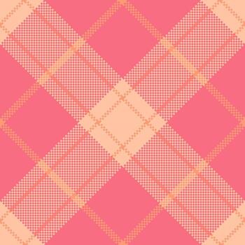 Sixties fabric check , paper seamless background textile. Magazine tartan pattern texture plaid in orange and wild watermelon colors. vector