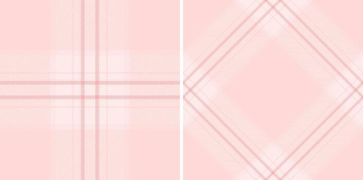 Two seamless pink plaid patterns. Soft, subtle lines create a gentle, elegant look. Ideal for backgrounds, textiles, or design projects needing a calm touch. vector