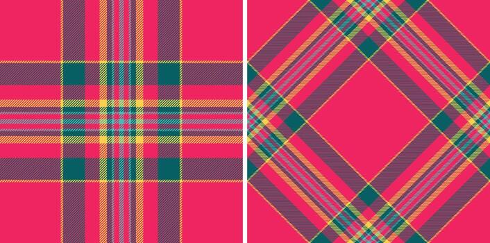 Vibrant tartan pattern, showcasing both straight and diagonal weaves. Perfect for textile design, backgrounds, or adding a touch of classic flair to creative projects. vector