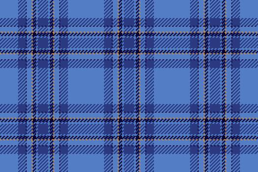 Classic plaid pattern in shades of blue with subtle orange accents. Ideal for backgrounds, textiles, or graphic design. Adds a touch of retro style to your project. vector