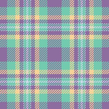 Warmth fabric textile , checker seamless tartan pattern. Other texture check plaid background in violet and teal colors. vector