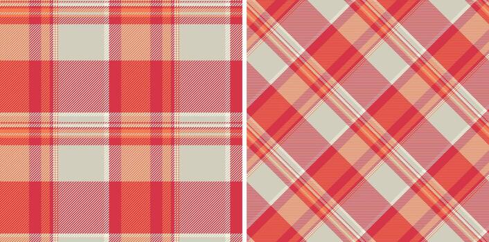 Classic tartan pattern. Two seamless variations with red hues. Ideal for backgrounds, apparel design or graphic projects needing timeless, stylish fabric textures. vector