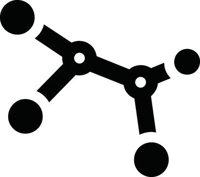 Black Molecule Structure with Connected Circular Nodes Illustration. vector