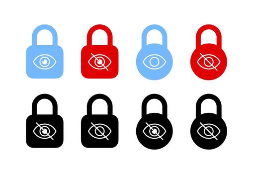 Visibility Settings locks. Show and Hide Icons vector