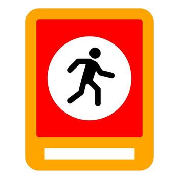 A red and yellow sign with a man running vector