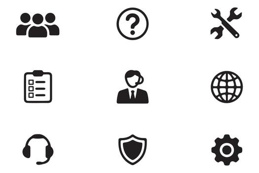 Professional customer support and service icon set for business applications vector