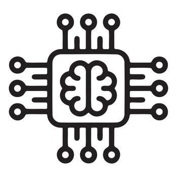 Artificial intelligence chip with integrated brain icon design vector