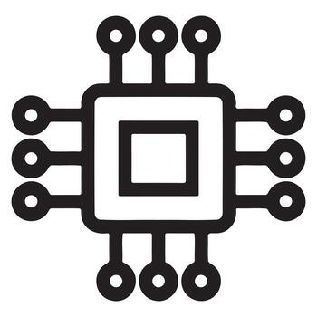 Stylized central processing unit icon for technology and computing designs vector