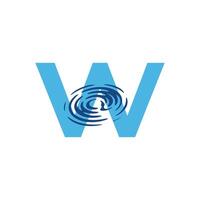 creativo letra w logo con agua onda símbolo. vector