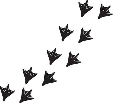 Simple Black Duck Foot Print Path Steps Isolated on White vector