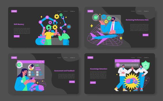 moderno flujo de trabajo conceptos en vibrante ilustraciones vector