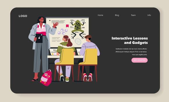 Students engaging with interactive lesson vector