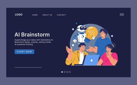 ai idea genial sesión con robot y equipo ilustración vector