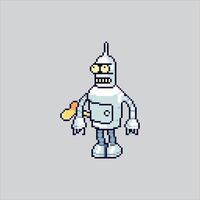 Pixel art Cute Robot Toy icon Illustration for game design vector