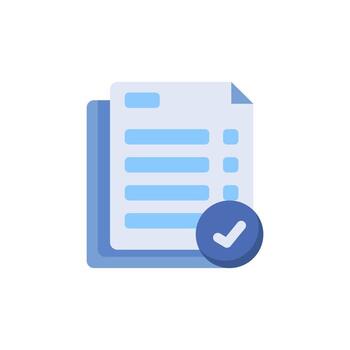 Acceptance icon with a document and blue checkmark symbolizing approval. Ideal for business presentations and web design projects. vector